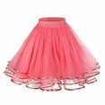 thumbnail image 1 of Ashirexll Tulle Skirts for Women Solid Color Elastic Waist Pleated Tutu Mesh Colorful Tutu Mini Skirt Watermelon Red Free Size, 1 of 2