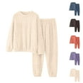 thumbnail image 1 of Ashirexll Two Piece Sets for Women, Fuzzy Pajamas for Women, Casual Long Sleeve Top with Loose Pants Home Clothing Pajama Set, 1 of 4