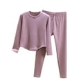 thumbnail image 1 of Ashirexll Two Piece Sets for Women, Fuzzy Pajamas for Women, Fashion Winter Velvet Solid Color V-Neck Long Sleeve Trousers Pajama Set, 1 of 4
