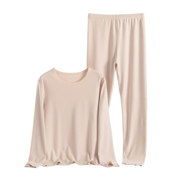 Ashirexll Two Piece Sets for Women, Fuzzy Pajamas for Women, Plush Winter Velvet Solid Color Double Side Warm Round Neck Long Sleeve Loungewear Set