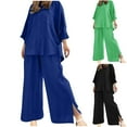 thumbnail image 1 of Ashirexll Two Piece Sets for Women, Outfits for Women, Casual Loose Solid Color Linen Shirt and Long Sleeve Pants Comfortable Two Piece Set, 1 of 6