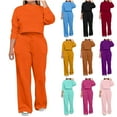 thumbnail image 1 of Ashirexll Two Piece Sets for Women, Outfits for Women, Casual Solid Colorting Round Neck Long Sleeve Hooded Top and Pants Set Suit, 1 of 7
