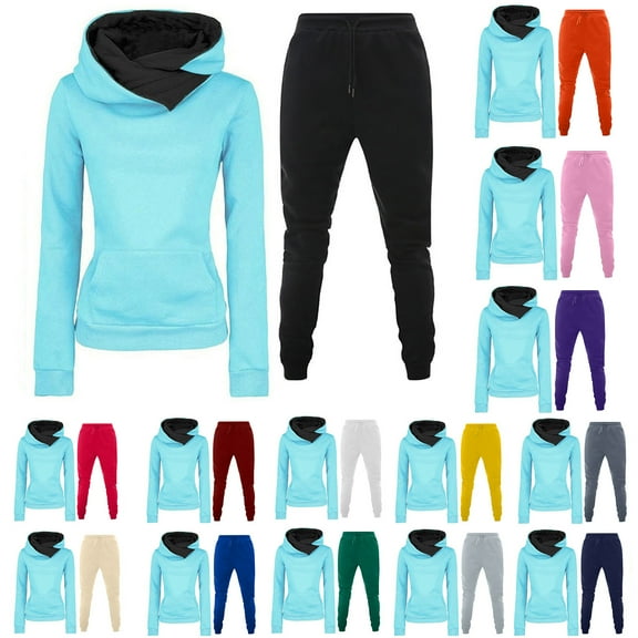 Ashirexll Two Piece Sets for Women, Outfits for Women, Fashion Fall Winter Sports Tracksuit Long Sleeve Pullover Hoodie and Pants Set