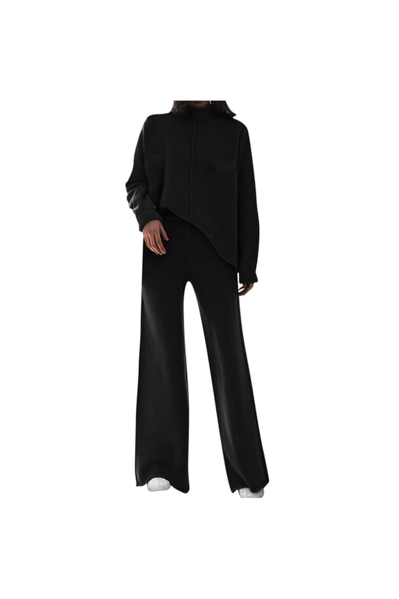 Two Piece Sets for Women, Outfits for Women, Fashion Winter Round Neck Casual Long Sleeve Sweater and Long Pant Warm Set