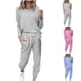 thumbnail image 1 of Ashirexll Two Piece Sets for Women, Outfits for Women, Loose Solid Color Long Sleeve Casual Pants Sweatsuit Two Piece Set, 1 of 5