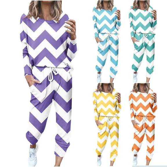 Ashirexll Two Piece Sets for Women, Outfits for Women, Loose Two Piece Set Solid Long Sleeve Top and Casual Pants Sweatsuit