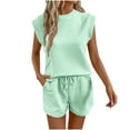 thumbnail image 1 of Ashirexll Two Piece Sets for Women, Vacation Outfits for Women, Fashion Short Sleeve Top and Pocket Shorts Casual 2 Piece Set, 1 of 7