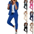 thumbnail image 1 of Ashirexll Two Piece Sets for Women, Vacation Outfits for Women, Medium Sleeve Solid Color Top and Pant Casual Business Suit Set, 1 of 4