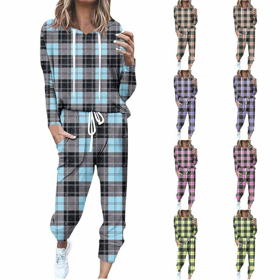 Ashirexll Two Piece Sets for Womens Winter Sets Christmas Hoodie with Shoulder Drawstring Long Sleeve Top and Elastic Waist Pocket Pants Outfit