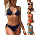 thumbnail image 1 of Ashirexll Two Piece Swimsuit for Women Casual Solid Color Bikini Set Beachwear Swimwear Fashion Summer Swimwear, 1 of 7