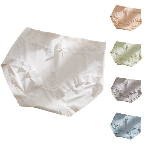 Ashirexll Underwear for Women, Ladies Underwear Panties, Ice Silk Traceless Mid Waist Cotton Breathable Thin Silk Panties