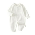 thumbnail image 1 of Ashirexll Unisex Solid Color Romper Toddler Long Sleeve Bodysuit Toddler Boys and Girls Toddlers Solid Color Color Button Long Sleeve Round Neck Romper Soft Comfortable for Cool Days and Casual Wear, 1 of 3