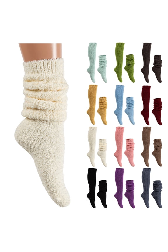 Warm Socks for Women, Womens Ankle Socks, Wool Knit Long Leg Warmers Loose High