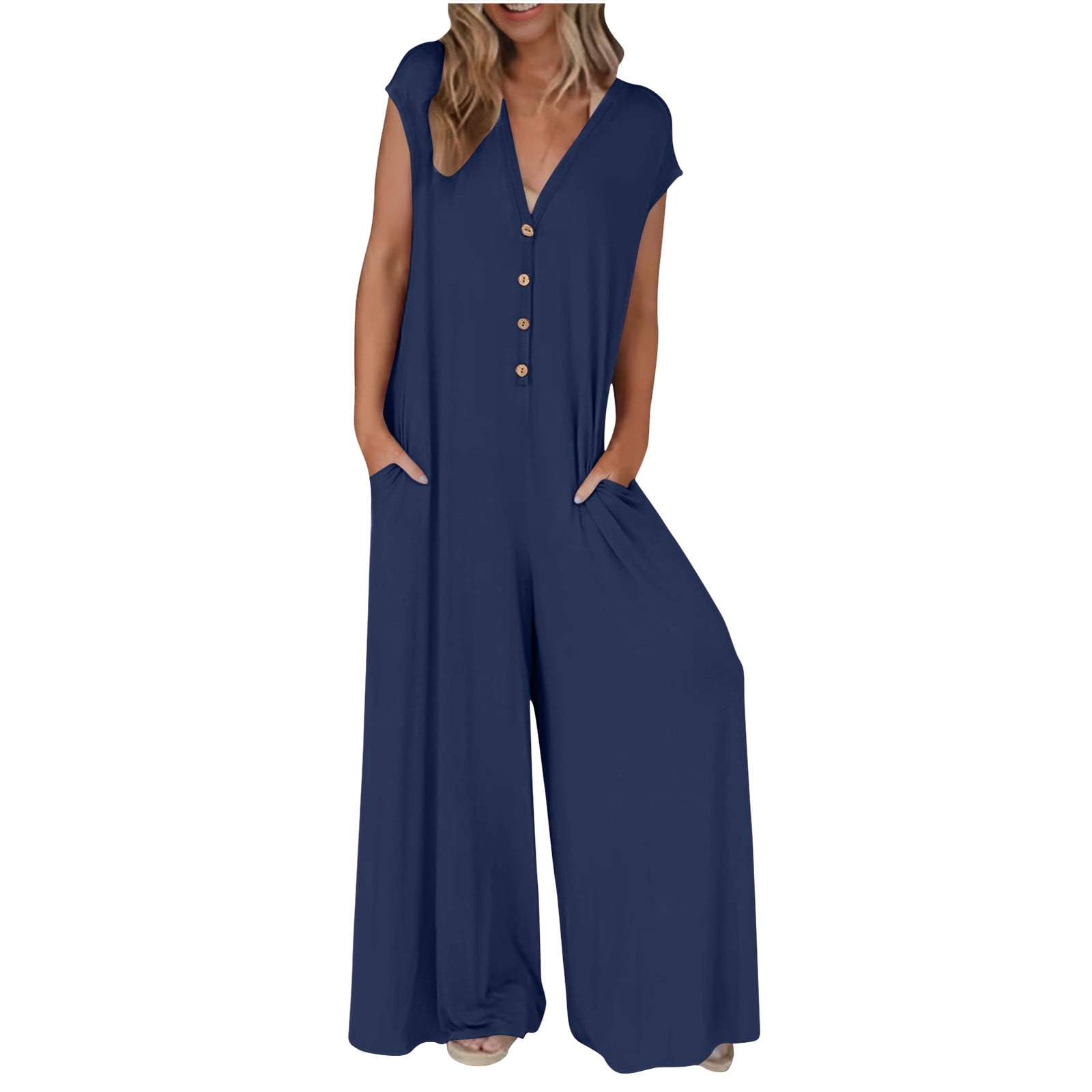 Black Solid Front Ribbon Detail Baggy Jumpsuit