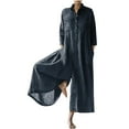 thumbnail image 1 of Ashirexll Wide Leg Jumpsuits for Women, Flowy Jumpsuits for Women, New Women's Long Sleeved Solid Cotton Linen Loose Bodysuit Bodysuit Blue 4XL, 1 of 6