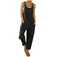 thumbnail image 1 of Ashirexll Wide Leg Jumpsuits for Women, Overalls for Women Loose Fit, Fashion Ethnic Style Buttons Pocket Suspender Jumpsuit Black S, 1 of 4