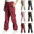 thumbnail image 1 of Ashirexll Wide Leg Pants Casual Pants for Women Solid Color Straight Leg Button Pocket Work Trousers Office Business Fashion, 1 of 5