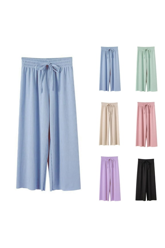 Wide Leg Pants, Summer Pants, 2-14Y Girls Pants Elastic Waist Drawstring Trousers Summer Loose Casual Sports Straight and Wide Leg Pants