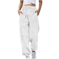 thumbnail image 1 of Ashirexll Wide Leg Pants Winter Women Pants Casual Solid Color Fleece Drawstring Elastic Waist Sweatpants with Pockets, 1 of 5