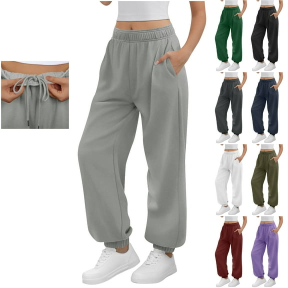 Ashirexll Wide Leg Pants Winter Women Pants Fashion Casual Solid Elastic Waist Long Straight Leg Trousers