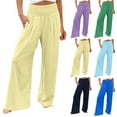 thumbnail image 1 of Ashirexll Wide Leg Pants Woman, High Waisted Pants for Women, Summer Women's High Waist and Elastic Waistband Casual Pants Comfortable Wide Leg Pants with Pockets, 1 of 7