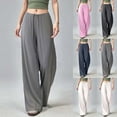 thumbnail image 1 of Ashirexll Wide Leg Pants Woman, Summer Pants for Women, Fashion Solid Color Loose High Waist Wide Leg Straight Cylinder Pull Rope Trousers, 1 of 5