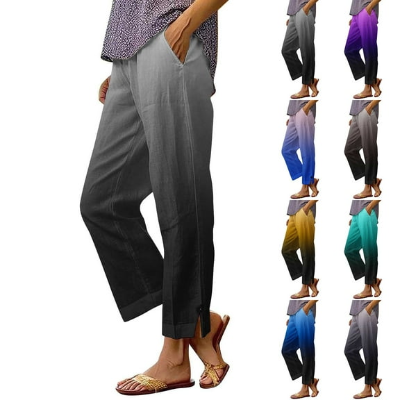 Ashirexll Wide Leg Pants Women, Winter Women Pants, Solid Color Drawstring and Elastic Fake Waist Double Layer Double Pocket Casual Pants