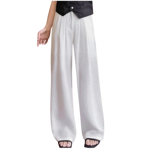 Ashirexll Wide Leg Pants for Women, Winter Women Pants, Button Up Zipper High Waisted Straight Leg Drapeable Trousers with Wide Leg