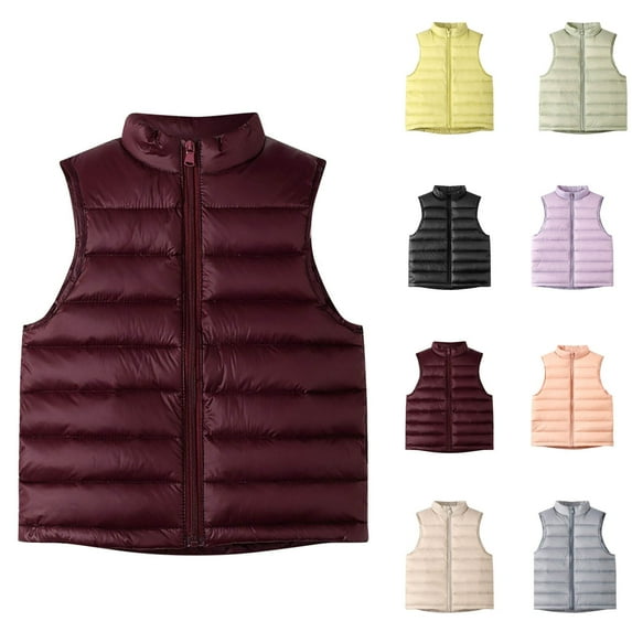 Ashirexll Winter Coats for Girls, Kids Winter Coat, Boys and Girls Coats Children Lightweight Outerwear Vests Solid Color Warm Down Jacket