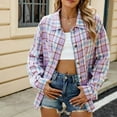 thumbnail image 1 of Ashirexll Winter Coats for Women, Jackets for Women trendy Casual Fashion Plaid Turndown Collar Coat Long Sleeve Fall Coats, 1 of 6