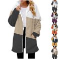 thumbnail image 1 of Ashirexll Winter Coats for Women Knee Length Long Sleeve Hooded Zip Up Random Print Pattern and Full Front Zipper Fleece Coats, 1 of 5