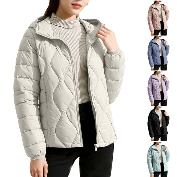 Ashirexll Winter Coats for Women Short Hooded Lightweight Down Zip Front and Loose Classic Style Puffer Coats