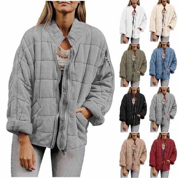 Ashirexll Winter Coats for Women, Womens Fleece Coats, Fashion Solid Gilet Long Sleeve Parkas with Zipper for Ladies