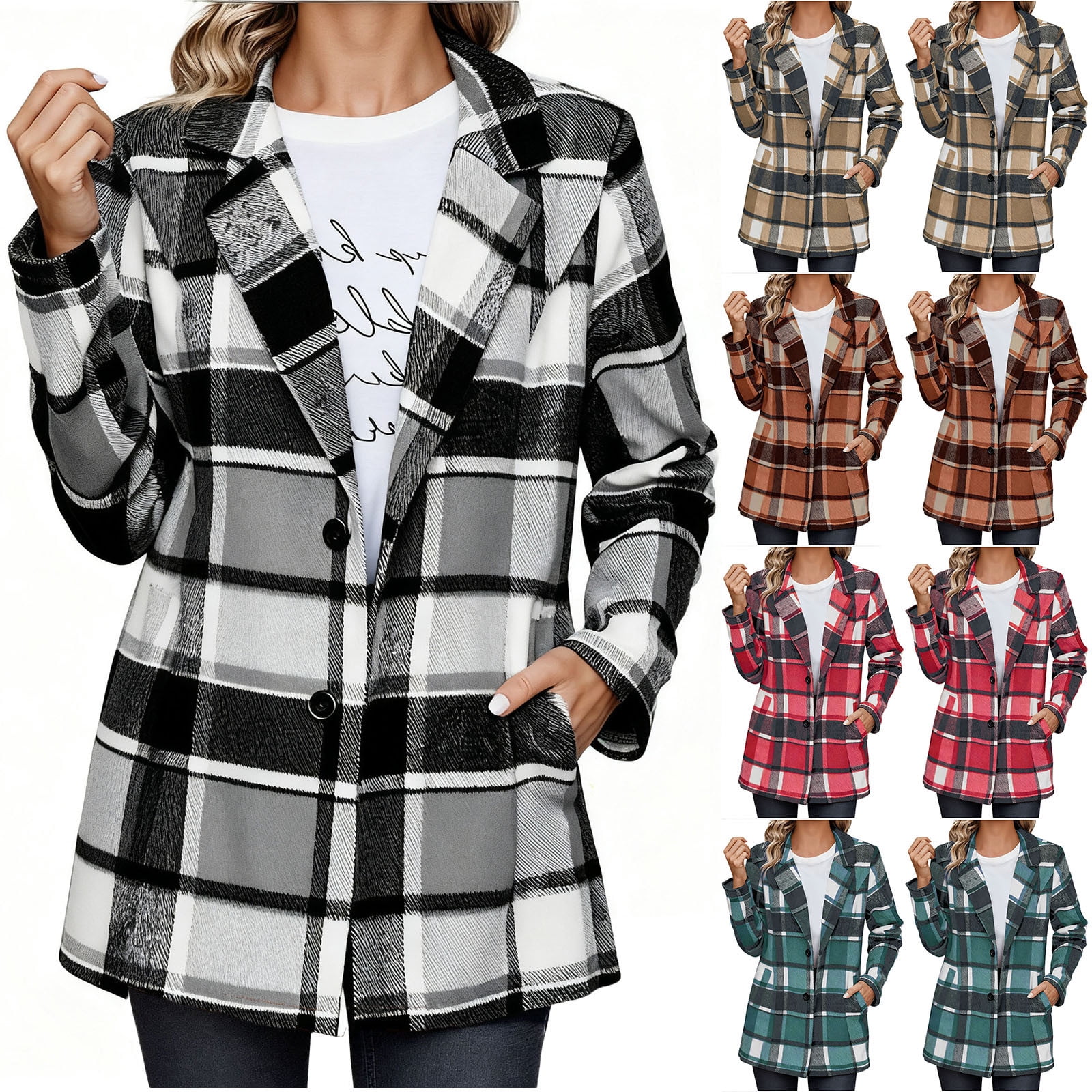 Ashirexll Winter Coats for Women, Womens Fleece Coats, Plaid Shacket ...