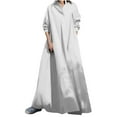 thumbnail image 1 of Ashirexll Winter Dress for Women, Long Sleeve Maxi Dress, Cotton Linen Fashion Solid Long Sleeve Dress for Women Fall Winter Casual Modest Mid Calf Length Outfit, 1 of 7