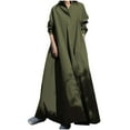 thumbnail image 1 of Ashirexll Winter Dress for Women, Long Sleeve Maxi Dress, Cotton Linen Fashion Solid Long Sleeve Dress for Women Fall Winter Casual Modest Mid Calf Length Outfit, 1 of 7
