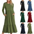 thumbnail image 1 of Ashirexll Winter Dress for Women, Long Sleeve Maxi Dress, Womens Casual Loose Long Sleeve Solid Classic Dress for Fall Winter Daily Comfortable Wear, 1 of 5