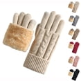 thumbnail image 1 of Ashirexll Winter Gloves Women, Warm Gloves, Winter Double Layer Velvet Padded Wrap Knitted Gloves for Ladies, 1 of 3