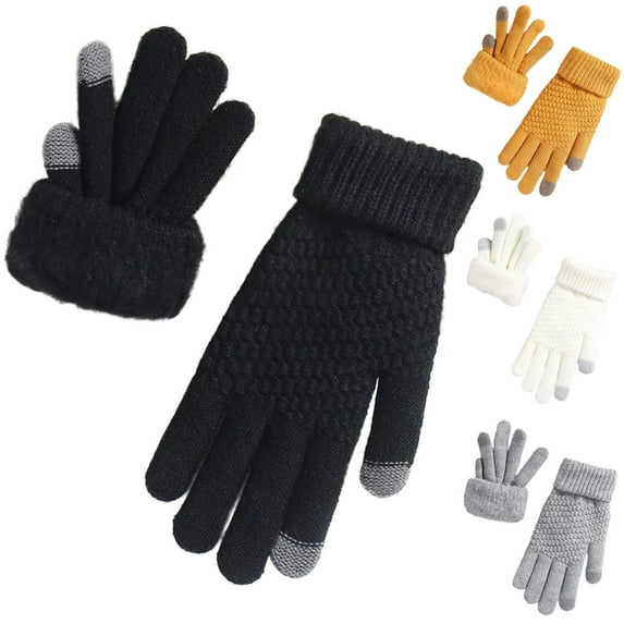 Ashirexll Winter Gloves Women, Warm Gloves, Winter Knitted Half Fingered Unisex Solid Color Finger Gloves for All