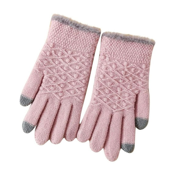 Ashirexll Winter Gloves Women, Warm Gloves, Winter Solid Color Touchscreen Medium Long Knit Gloves for Ladies