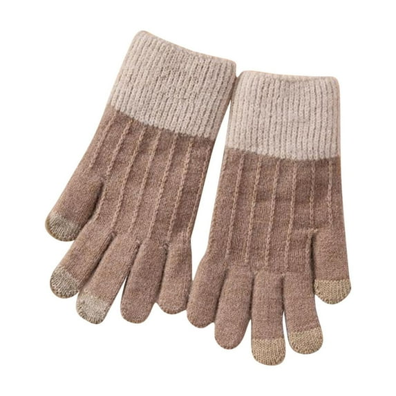 Ashirexll Winter Gloves Women, Warm Gloves, Winter Solid Color Touchscreen Medium Long Knit Gloves for Ladies