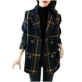 thumbnail image 1 of Ashirexll Winter Jackets for Women, Winter Coats for Women, Coats for Women Plaid Fashion Patchwork Wool Loose Fitting Coat Jacket, 1 of 5