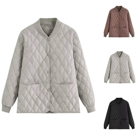 Ashirexll Winter Jackets for Women, Winter Coats for Women, Womens Solid Color Loose Fitting Long Sleeve Versatile Warm Jacket