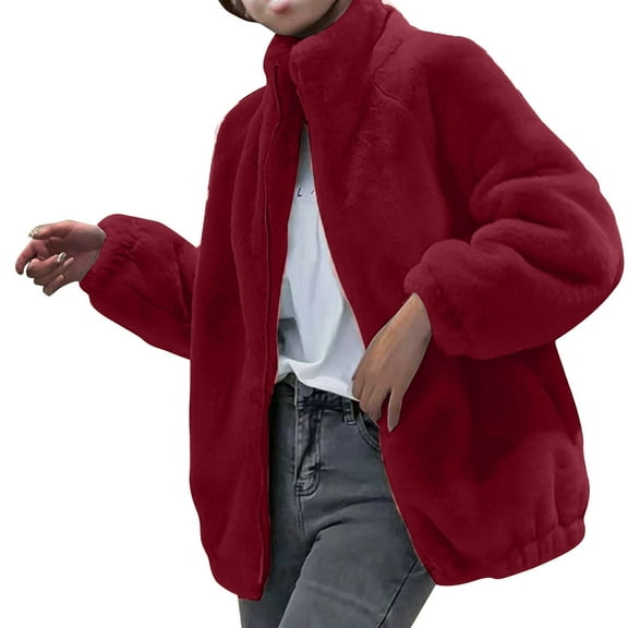 Ashirexll Winter Jackets for Women, Womens Winter Coats, Coats for Women Winter Double Sided Velvet Zipper Fleece Jacket Hooded