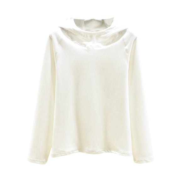 Ashirexll Winter Pajamas for Women, Fleece Pajamas Women, Womens Fashion Winter Velvet Solid Color Round Neck Long Sleeve Warm Shirt Loungewear