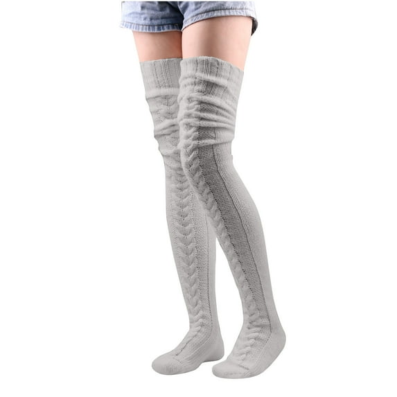 Ashirexll Winter Socks for Women, Knee High Socks for Women, Wool Blend Warm Winter Solid Color Knee High Pile
