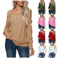 thumbnail image 1 of Ashirexll Winter Sweaters Pullover Sweaters for Women Button Neck Tops Off Shoulder Long Sleeve Knit Pullover Sweater Casual, 1 of 5