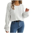 thumbnail image 1 of Ashirexll Winter Sweaters Pullover Sweaters for Women Fashion Long Sleeve Round Neck Loose Pullover Tops Blouse Knitted Tops, 1 of 4