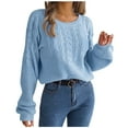 thumbnail image 1 of Ashirexll Winter Sweaters Pullover Sweaters for Women Fashion Long Sleeve Round Neck Loose Pullover Tops Blouse Knitted Tops, 1 of 4