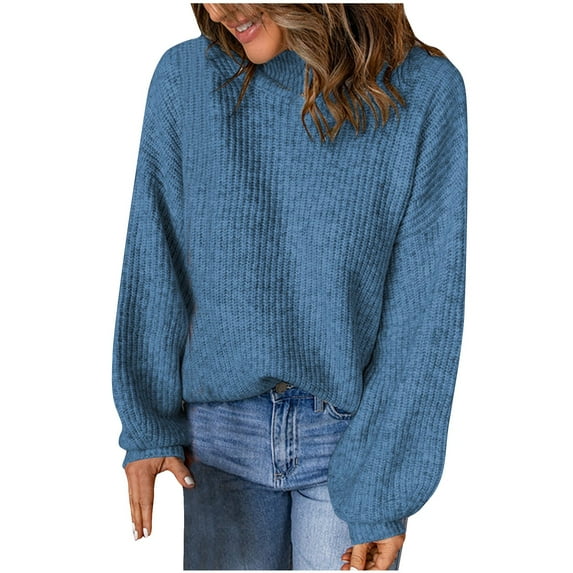 Ashirexll Winter Sweaters Pullover Sweaters for Women Winter Casual Turtleneck Pullover Blouse Knitting Long Sleeve Solid Color Sweaters